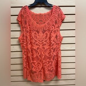 GORGEOUS WOMEN 2 PIECES TOP CORAL COLOR SIZE 1X